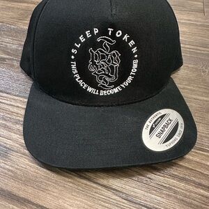 EXTREMELY RARE SLEEP TOKEN MERCH Black Snapback Hat with Embroidered Design